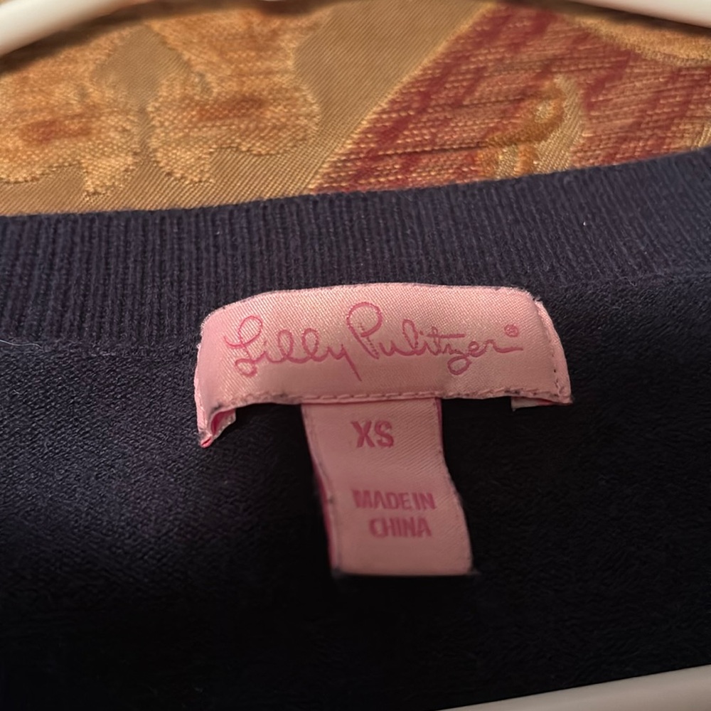 Lilly Pulitzer extra small women's V-neck sweater navy blue - Picture 2 of 6
